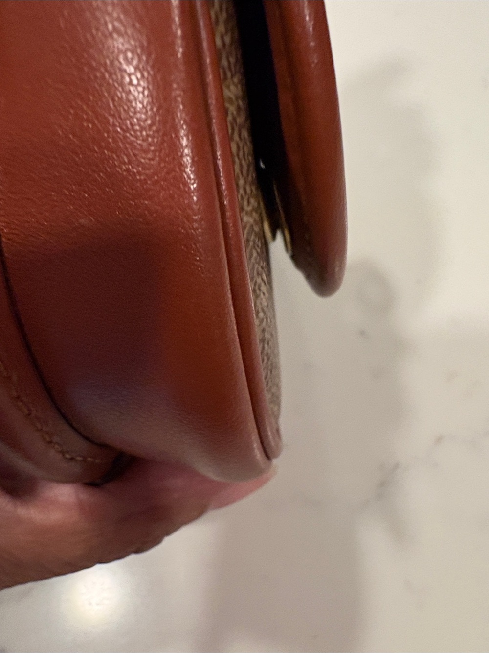 Coach Brown Signature Coin Pouch Key Holder with Tan Trim - Picture 3 of 8